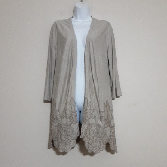 Soft Surrounding Elegant Beige Women's Open Cardigan Embroidered Boho Festival - Picture 1 of 8